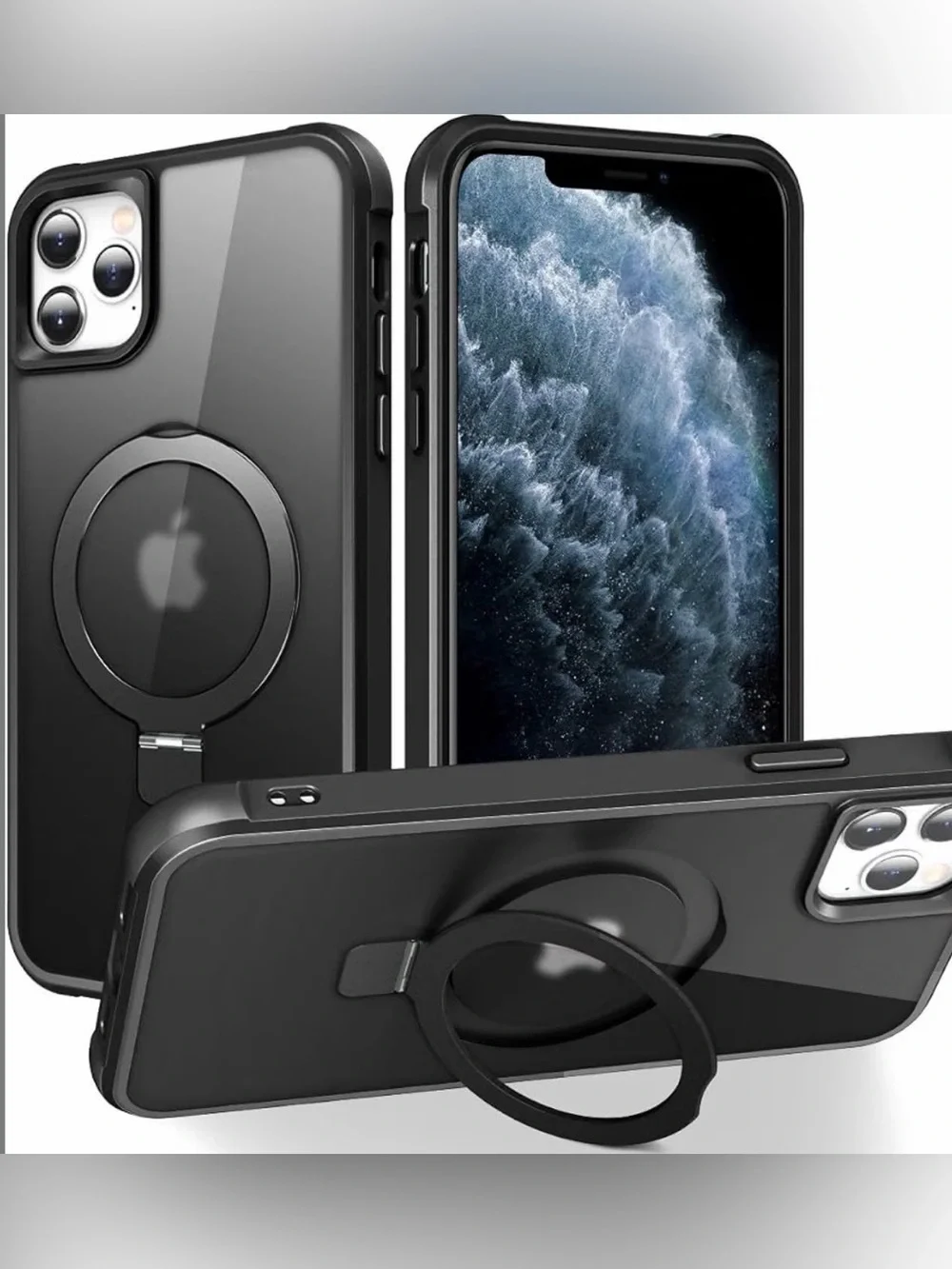 SKYLMW Black Mag Safe IPhone 12 Pro Max Magnetic Ring Phone Case